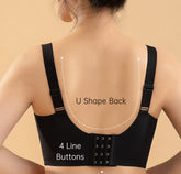 Seamless Low Back plus size everyday sports Bra no wire with widened bands black